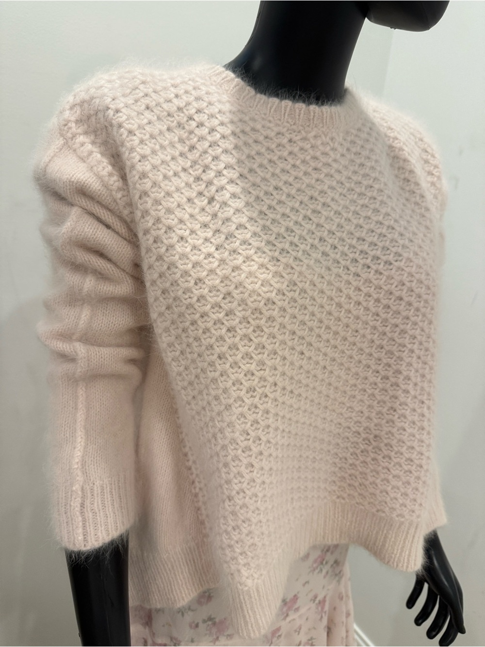 ICEBERG 90% Angora Sweater Blush Pink Textured Knit Soft Luxury Size XS New